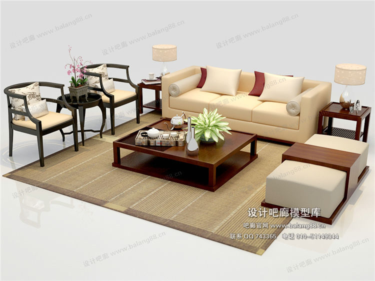 中式风格沙发组合3Dmax模型 (20)-1