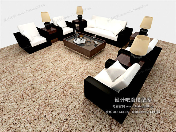 中式风格沙发组合3Dmax模型 (39)-1
