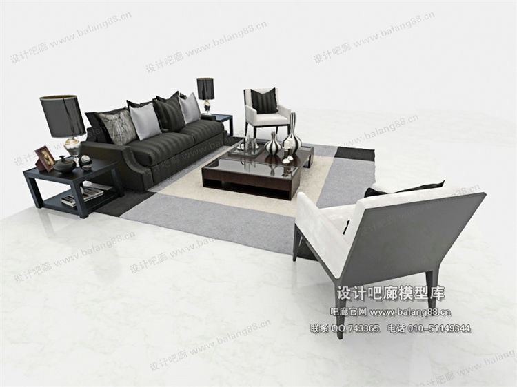 中式风格沙发组合3Dmax模型 (48)-1