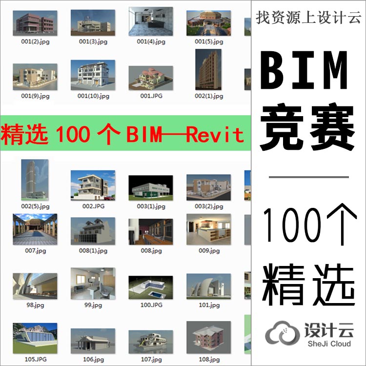 100个BIM Revit族库 小别墅办公楼各类型建筑项目-1