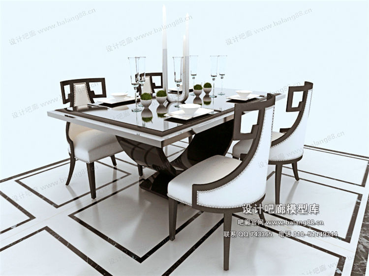欧式餐桌3Dmax模型 (5)-1