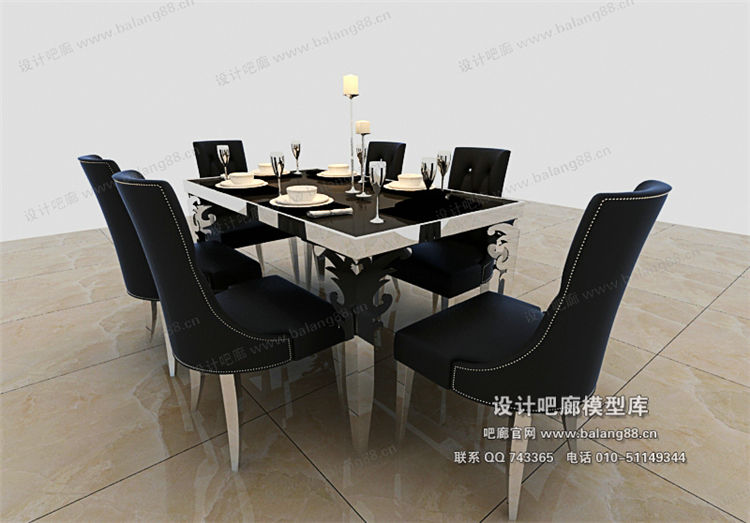 欧式餐桌3Dmax模型 (8)-1