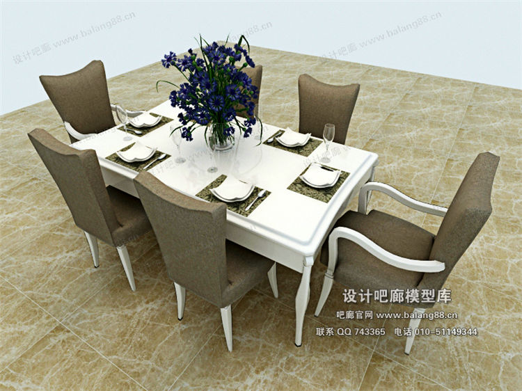 欧式餐桌3Dmax模型 (14)-1