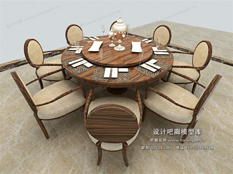 欧式餐桌3Dmax模型 (16)-1