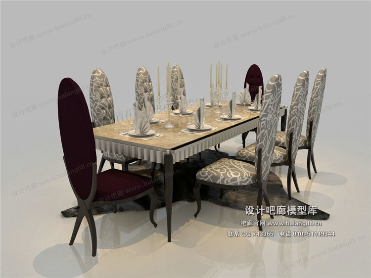 欧式餐桌3Dmax模型 (35)-1
