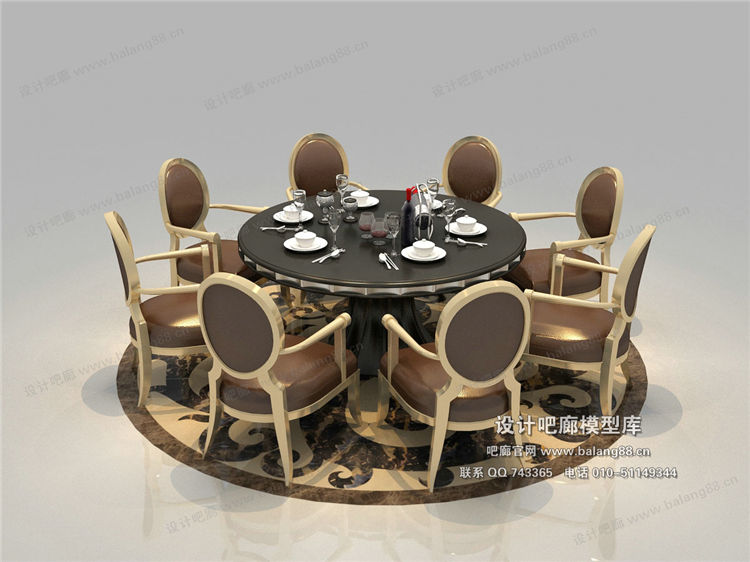 欧式餐桌3Dmax模型 (39)-1