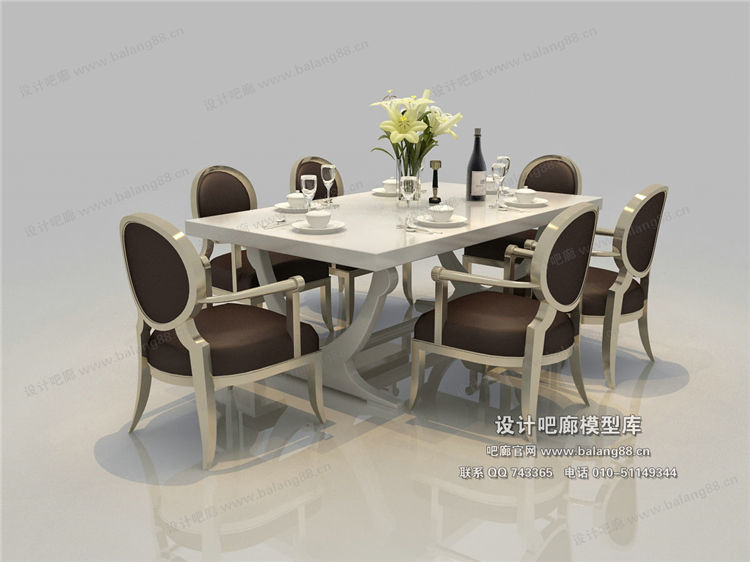 欧式餐桌3Dmax模型 (44)-1