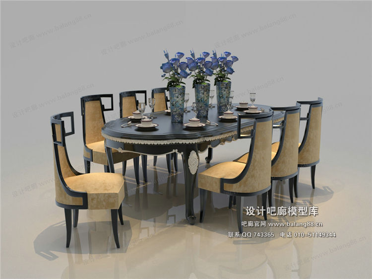 欧式餐桌3Dmax模型 (45)-1