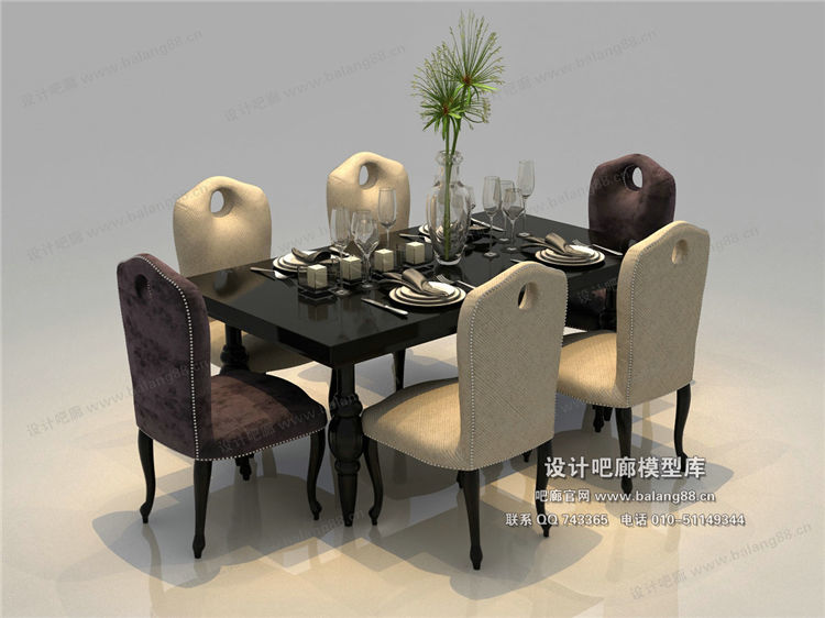 欧式餐桌3Dmax模型 (54)-1