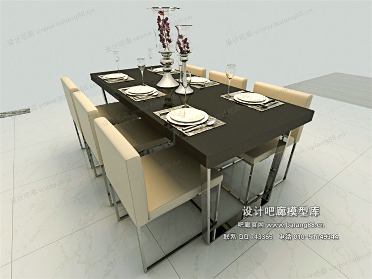 现代餐桌3Dmax模型 (17)-1