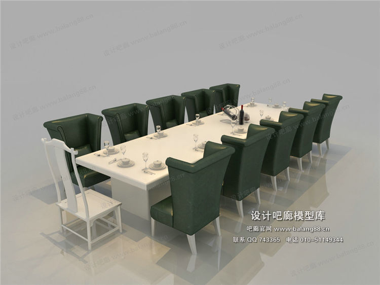 中式餐桌3Dmax模型 (1)-1