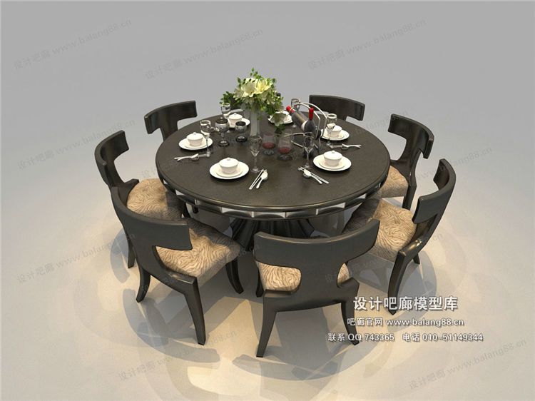 中式餐桌3Dmax模型 (9)-1