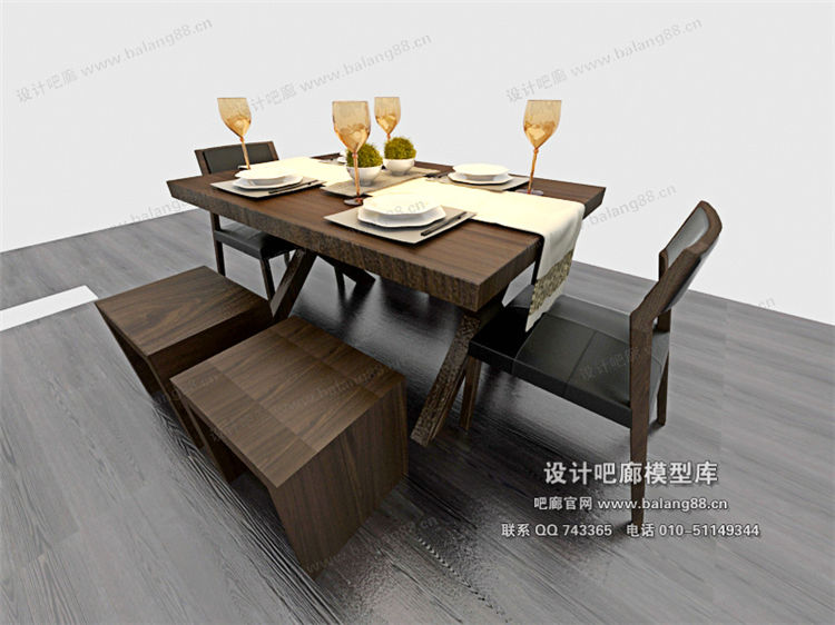 中式餐桌3Dmax模型 (13)-1