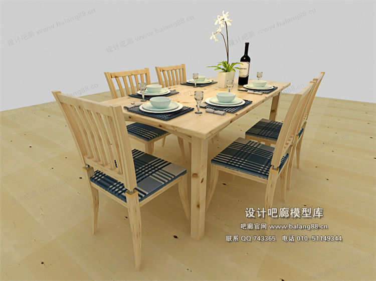 中式餐桌3Dmax模型 (15)-1