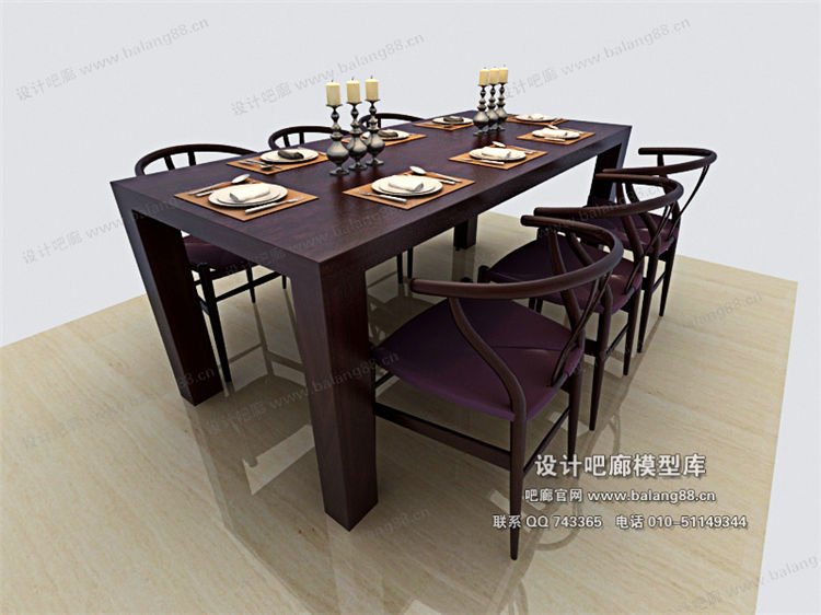 中式餐桌3Dmax模型 (16)-1