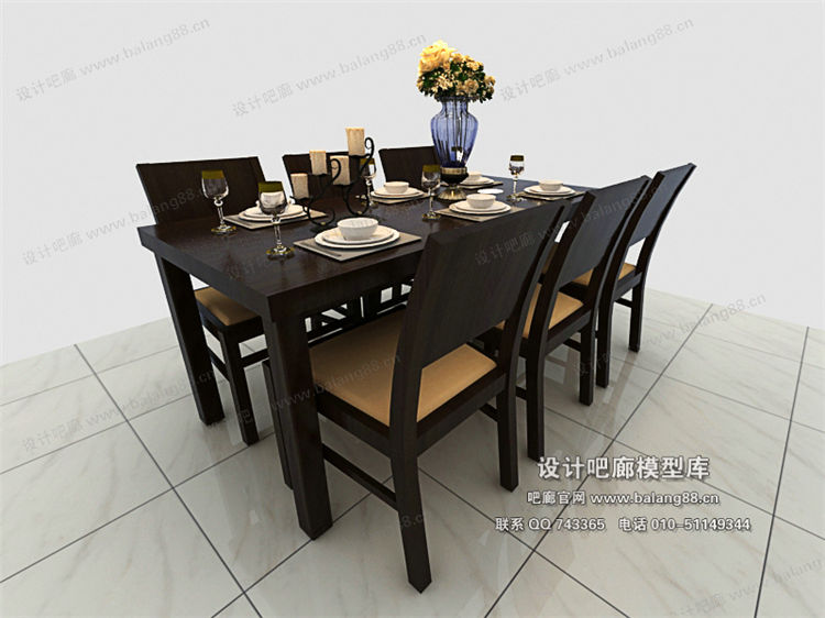 中式餐桌3Dmax模型 (19)-1