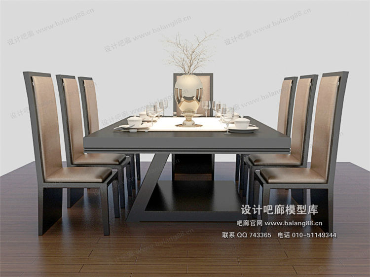 中式餐桌3Dmax模型 (24)-1