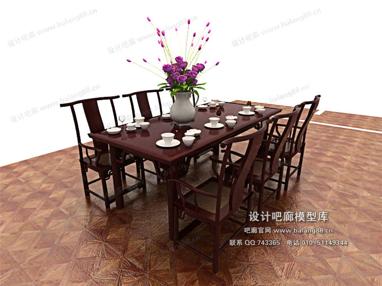 中式餐桌3Dmax模型 (25)-1