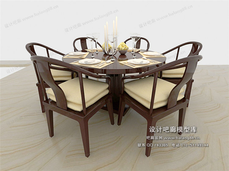 中式餐桌3Dmax模型 (27)-1