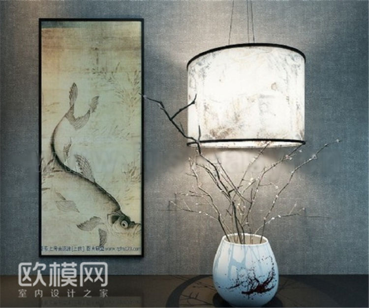2009 现代中式装饰品吊灯干枝花瓶-1