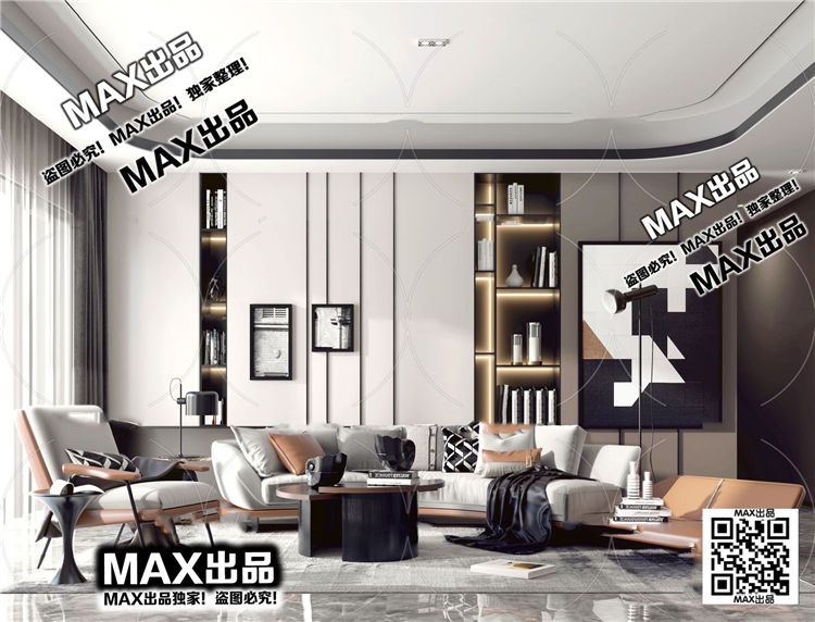 现代客厅3Dmax模型 (6)-1