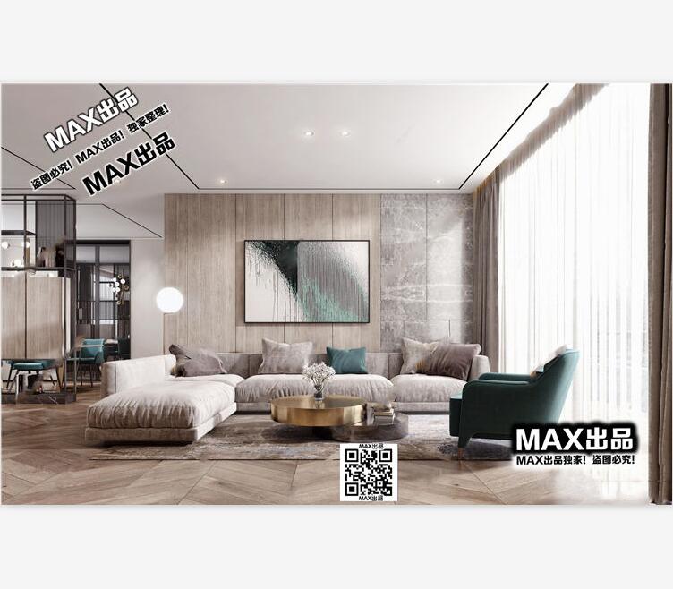 现代客厅3Dmax模型 (14)-1