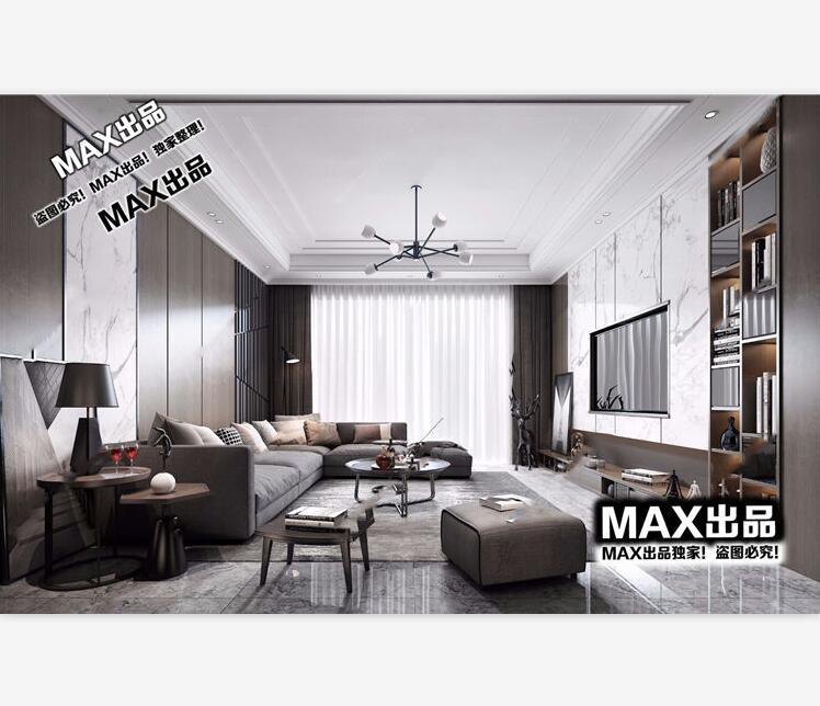 现代客厅3Dmax模型 (17)-1