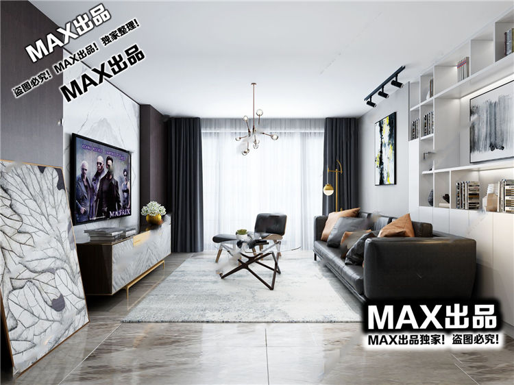现代客厅3Dmax模型 (19)-1