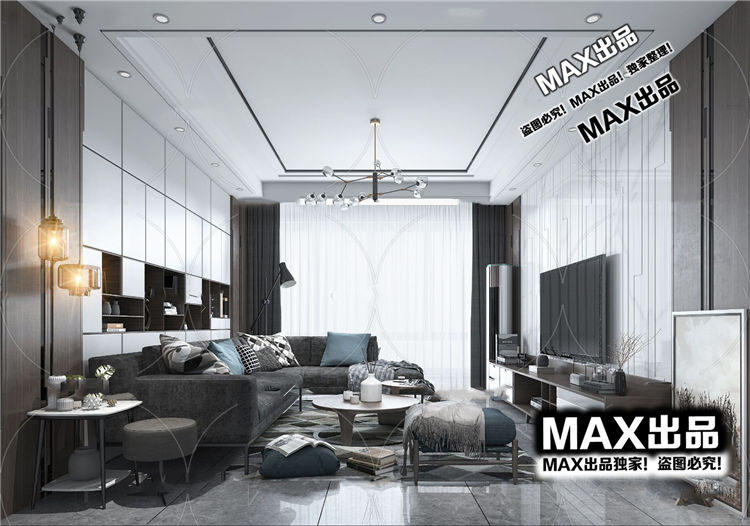 现代客厅3Dmax模型 (20)-1