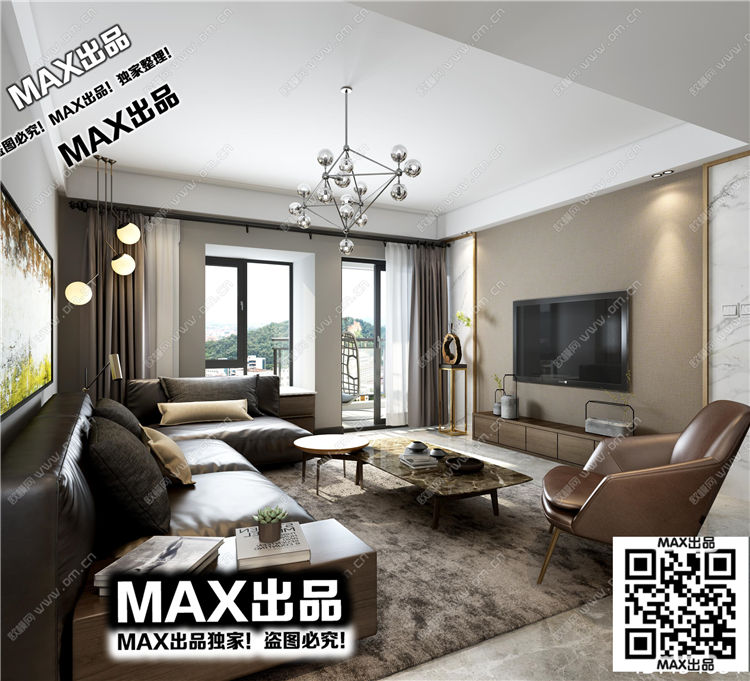 现代客厅3Dmax模型 (28)-1