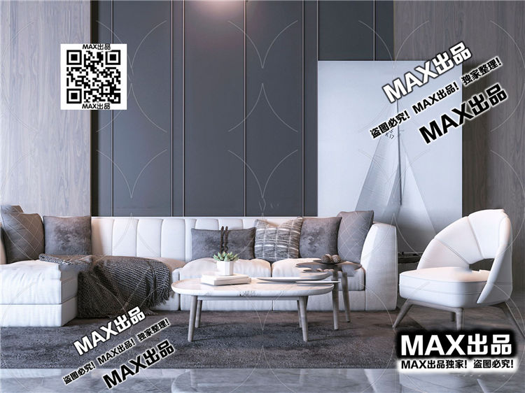 现代客厅3Dmax模型 (35)-1