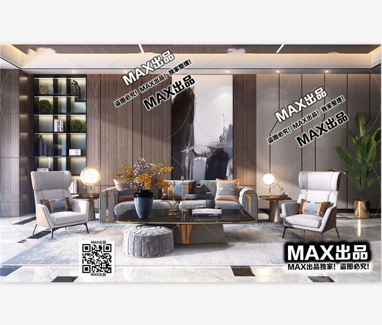现代客厅3Dmax模型 (36)-1