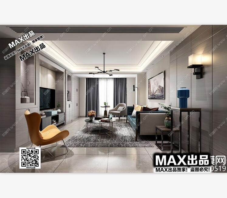 现代客厅3Dmax模型 (47)-1