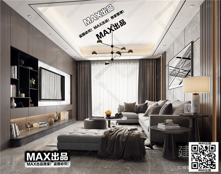 现代客厅3Dmax模型 (69)-1