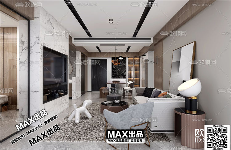 现代客厅3Dmax模型 (100)-1