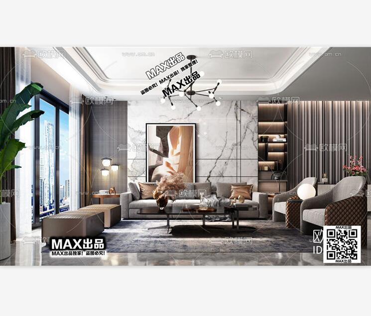 现代客厅3Dmax模型 (104)-1