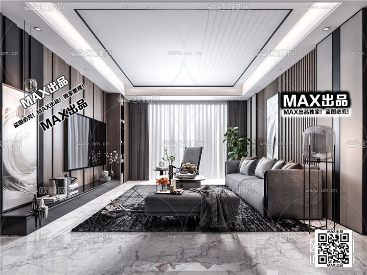 现代客厅3Dmax模型 (105)-1