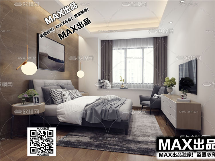 现代卧室3Dmax模型 (20)-1