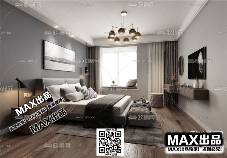 现代卧室3Dmax模型 (25)-1