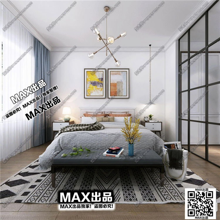现代卧室3Dmax模型 (28)-1