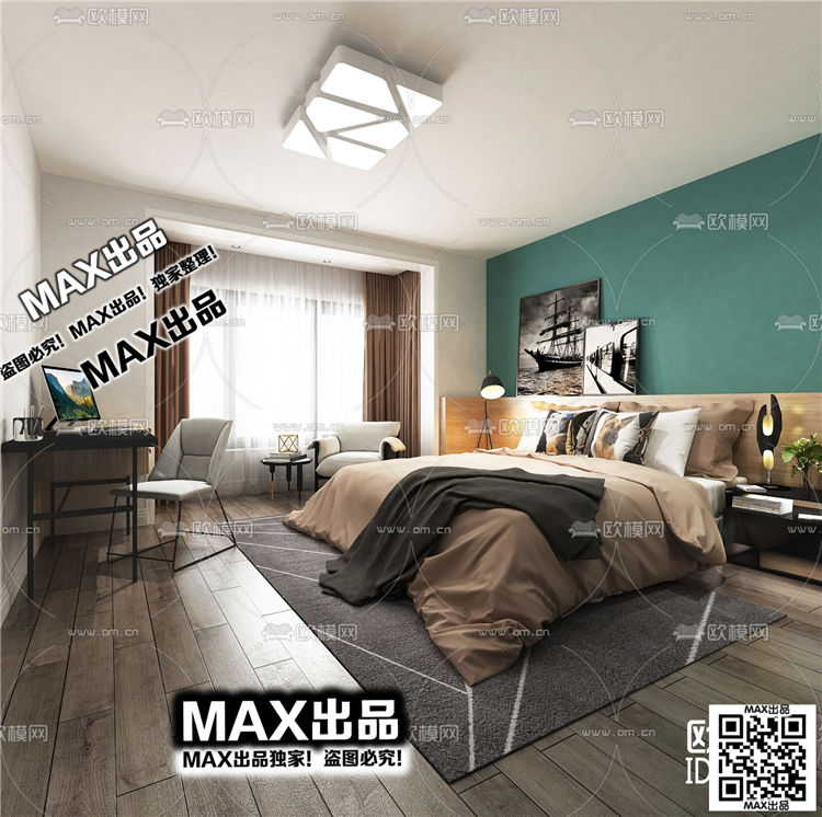 现代卧室3Dmax模型 (51)-1