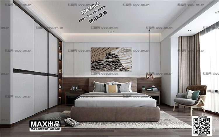 现代卧室3Dmax模型 (52)-1