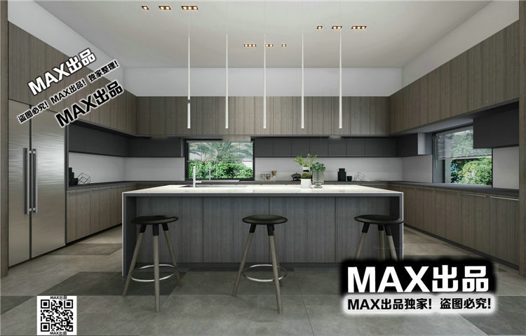 现代厨房3Dmax模型 (1)-1