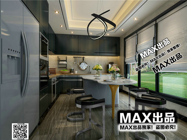 现代厨房3Dmax模型 (2)-1