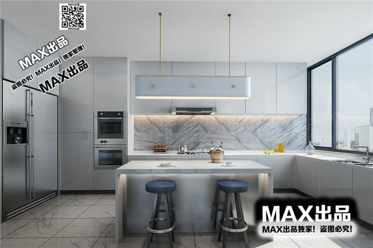 现代厨房3Dmax模型 (5)-1