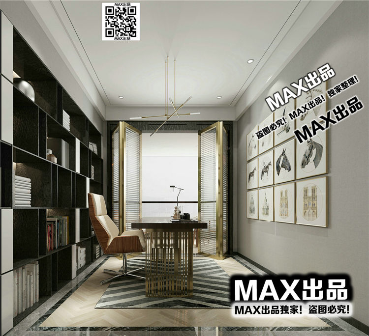 现代书房3Dmax模型 (9)-1