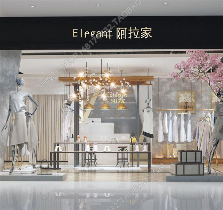 工业风女装服装店3D模型ID：359857-1