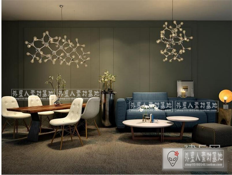 [吊灯] 北欧现代沙发餐座椅灯具组合[模型ID136480-1