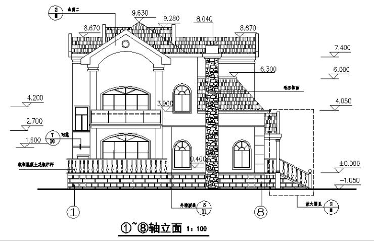 三层独立别墅施工图(含建筑、结构、给排水、电气）-1