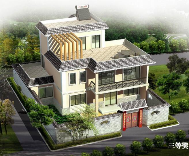 3层农村房屋图纸带效果图-1